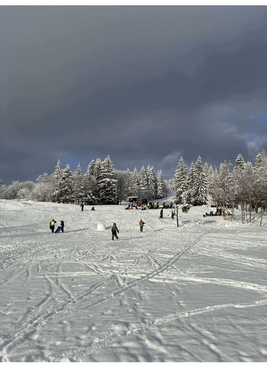 En gruppe mennesker som står på ski på snøen En gruppe mennesker som står på ski på snøen