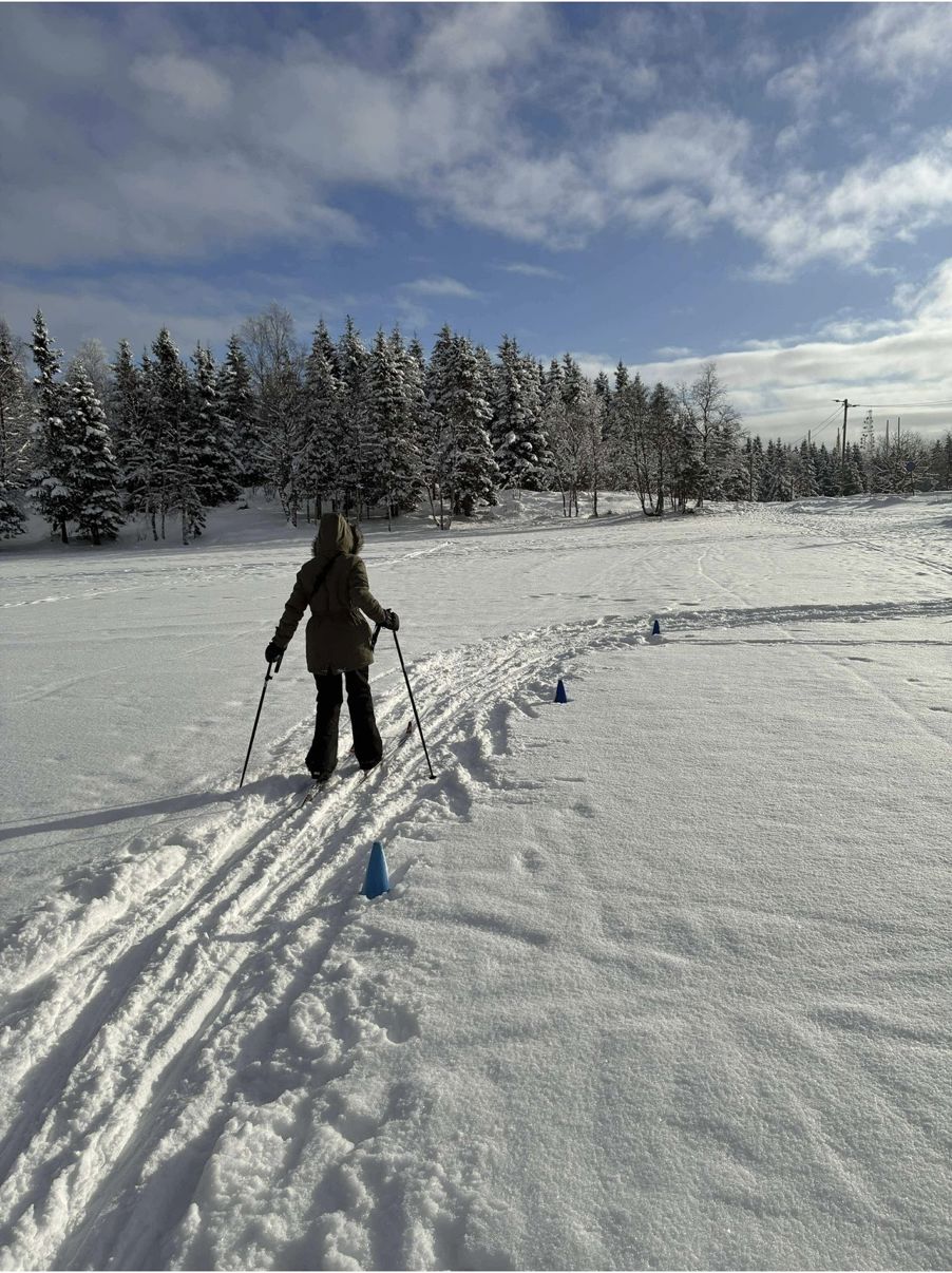 en person som står på ski på snøen en person som står på ski på snøen