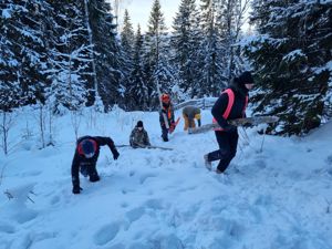 En gruppe mennesker som står på ski på snøen